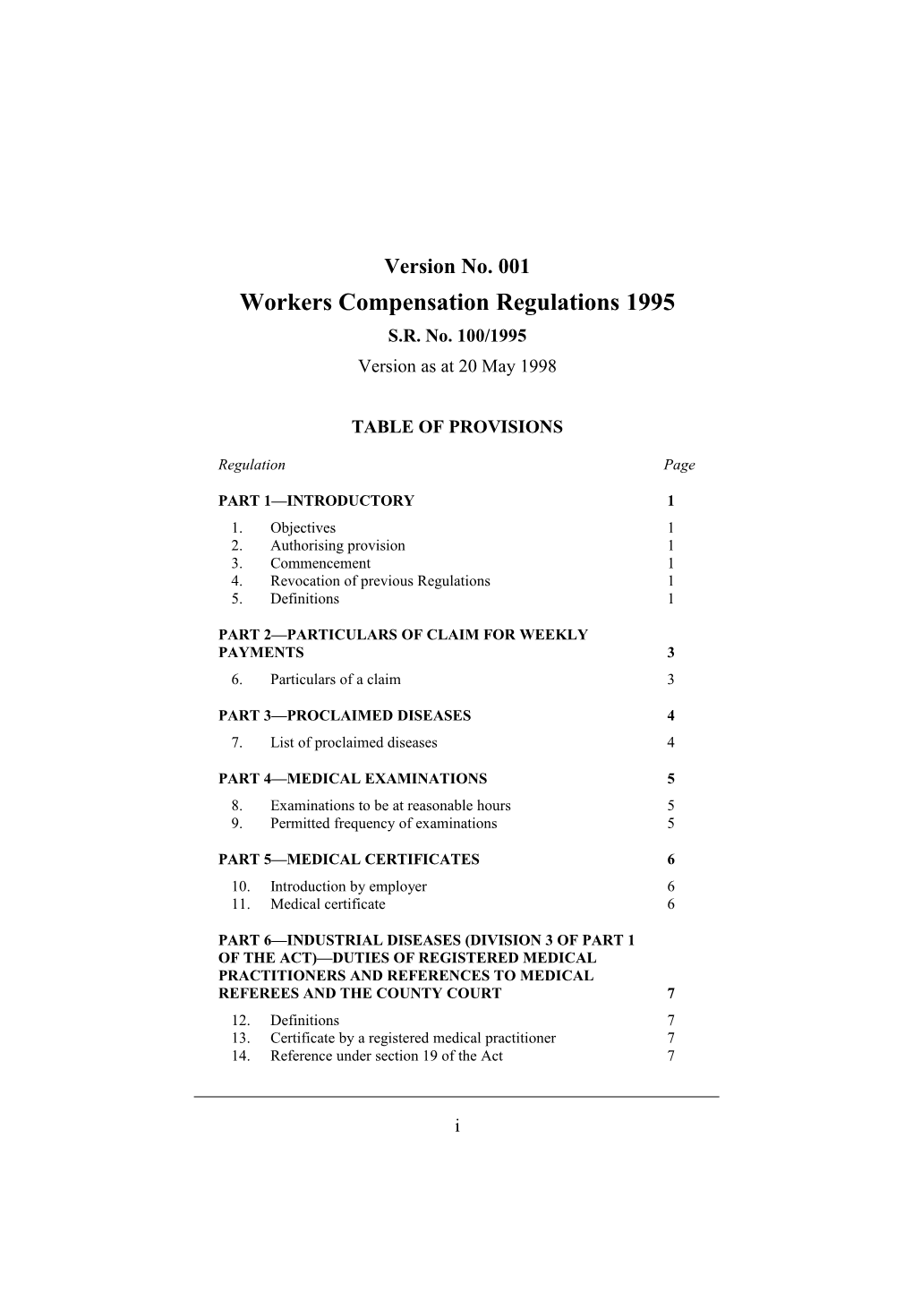 Workers Compensation Regulations 1995