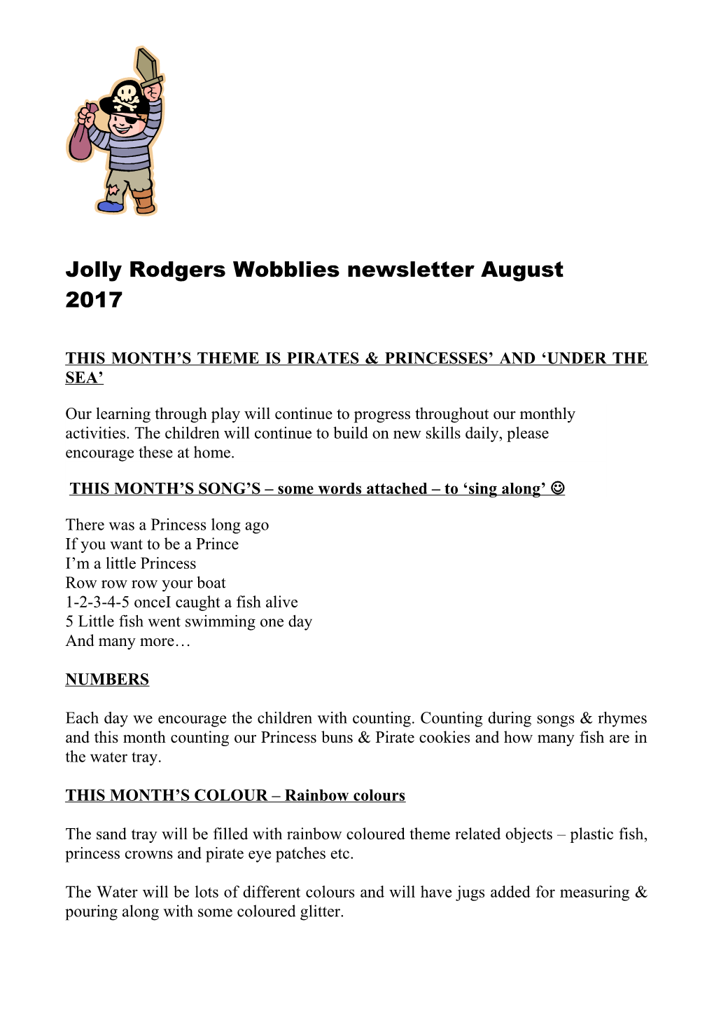 Jolly Pirates Newsletter September 2012