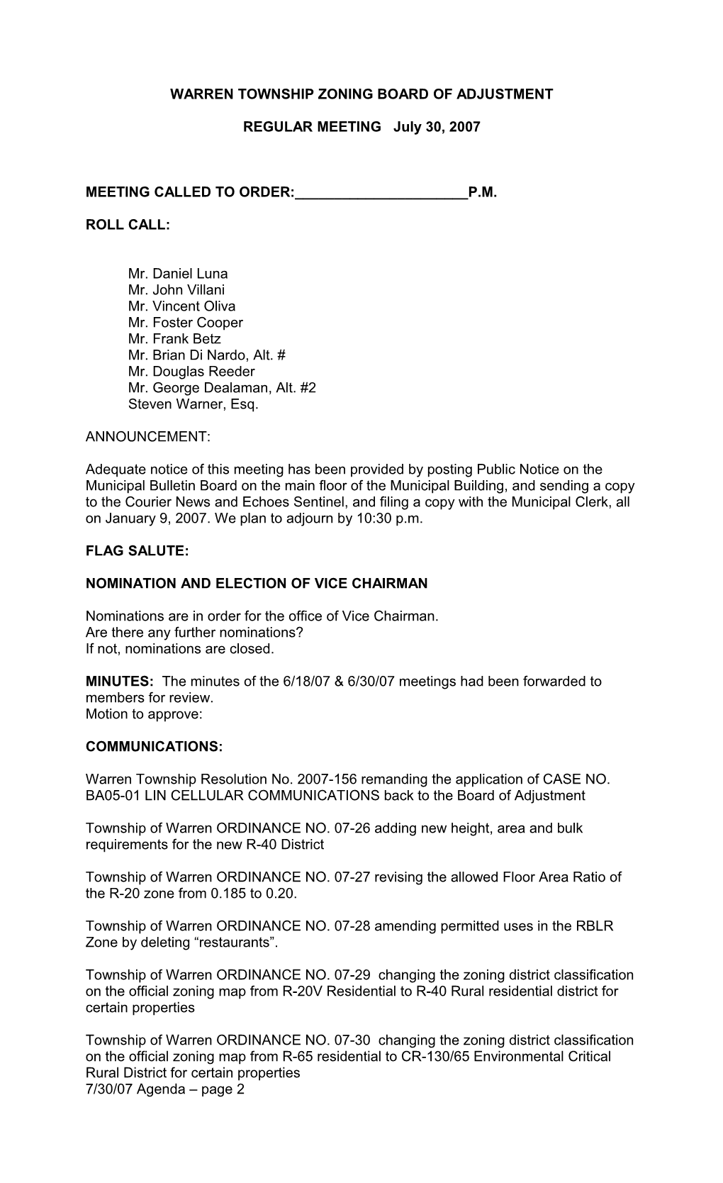 Warren Township Zoning Board of Adjustment s5