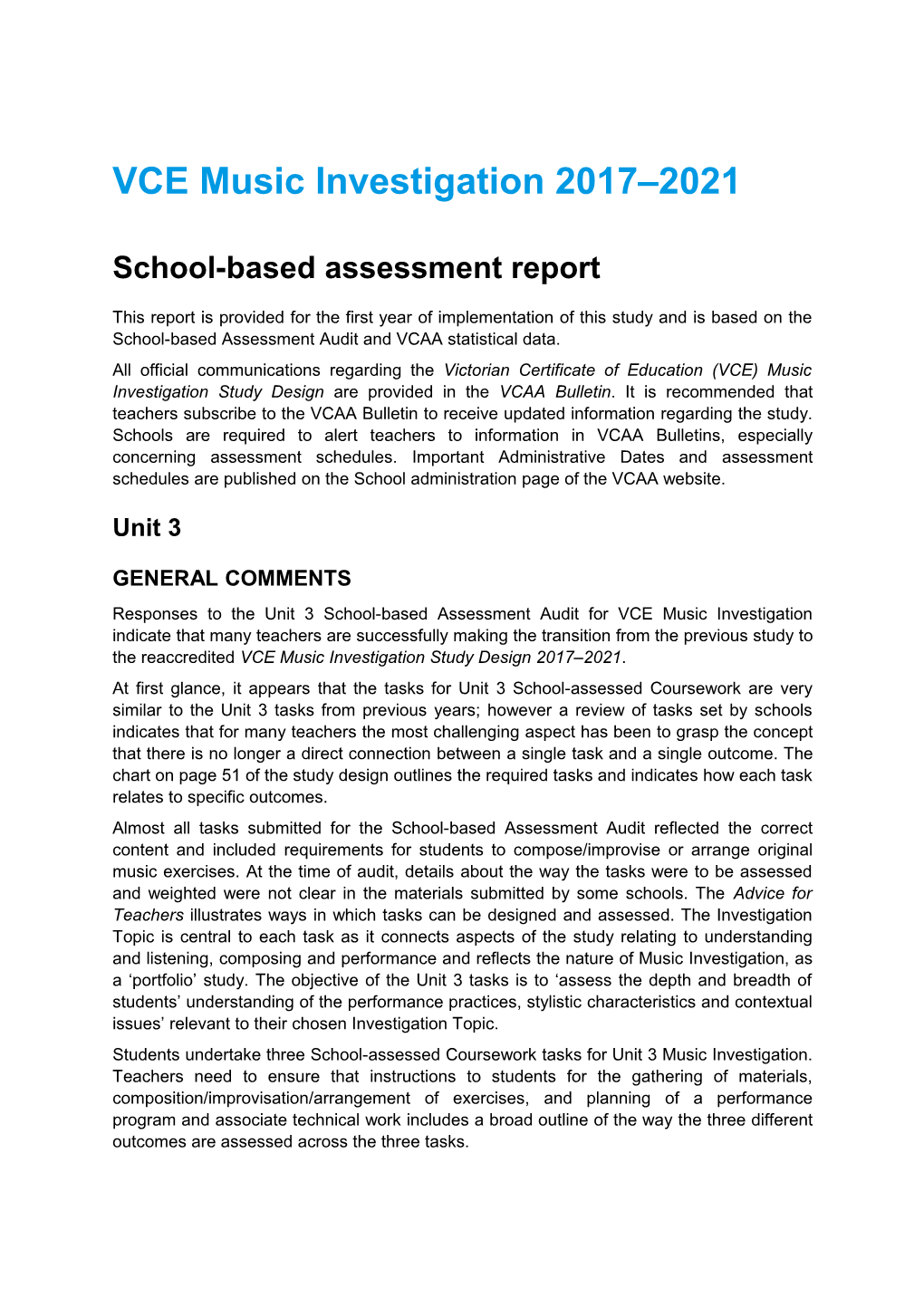 School-Based Assessment Report