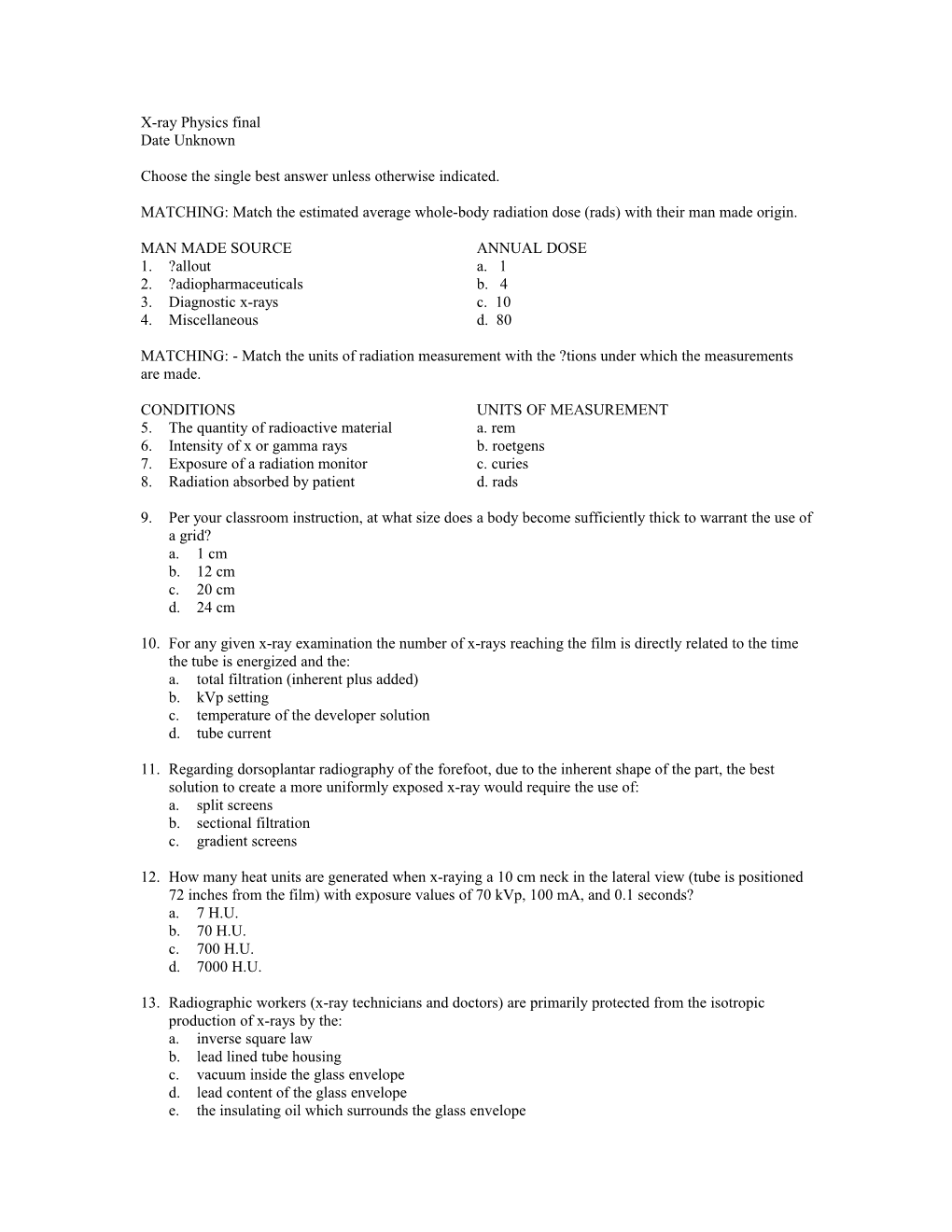 X-Ray Physics Final