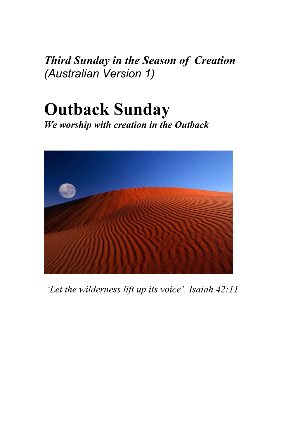 We Worship with Creation in the Outback