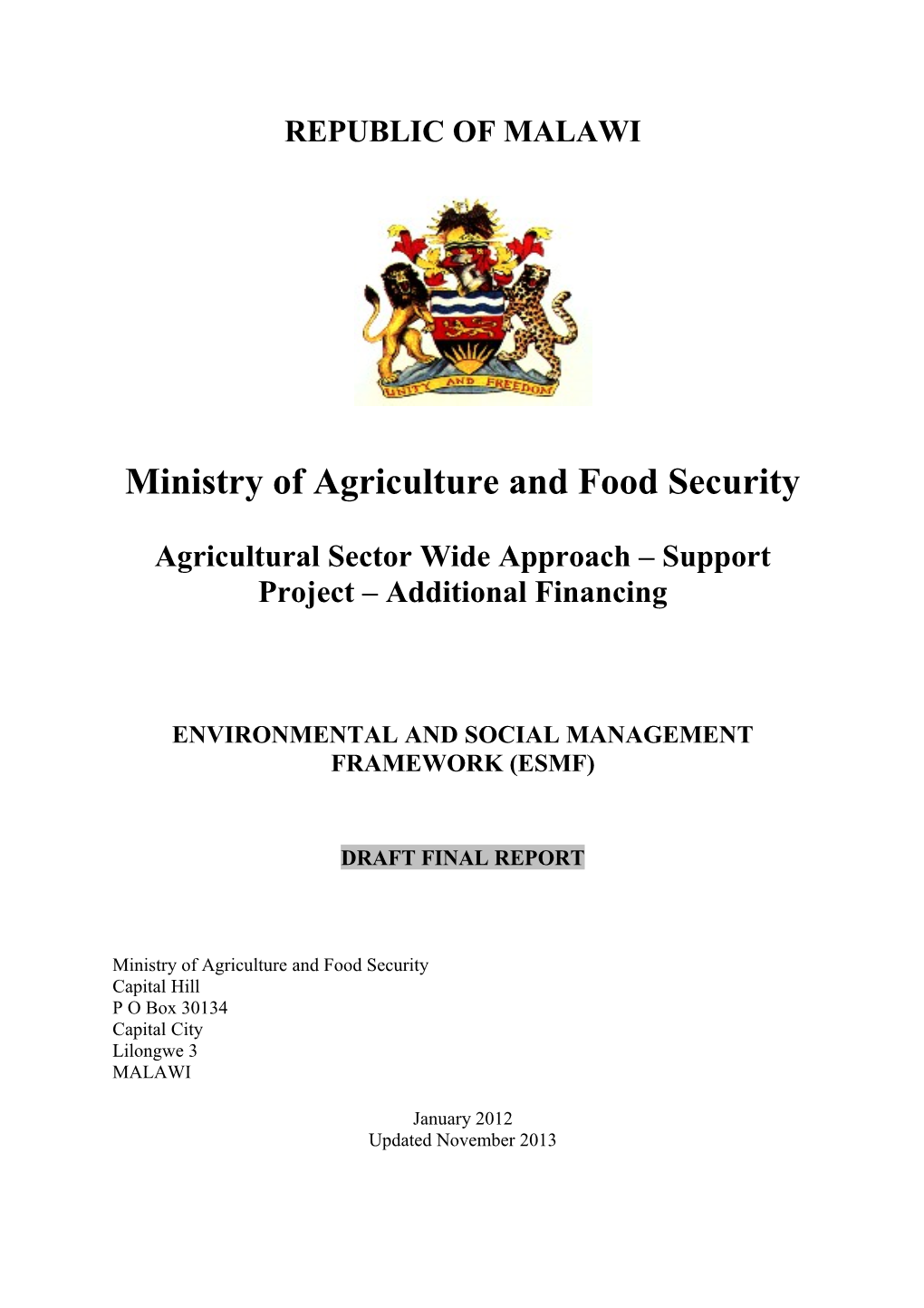 Ministry of Agriculture and Food Security