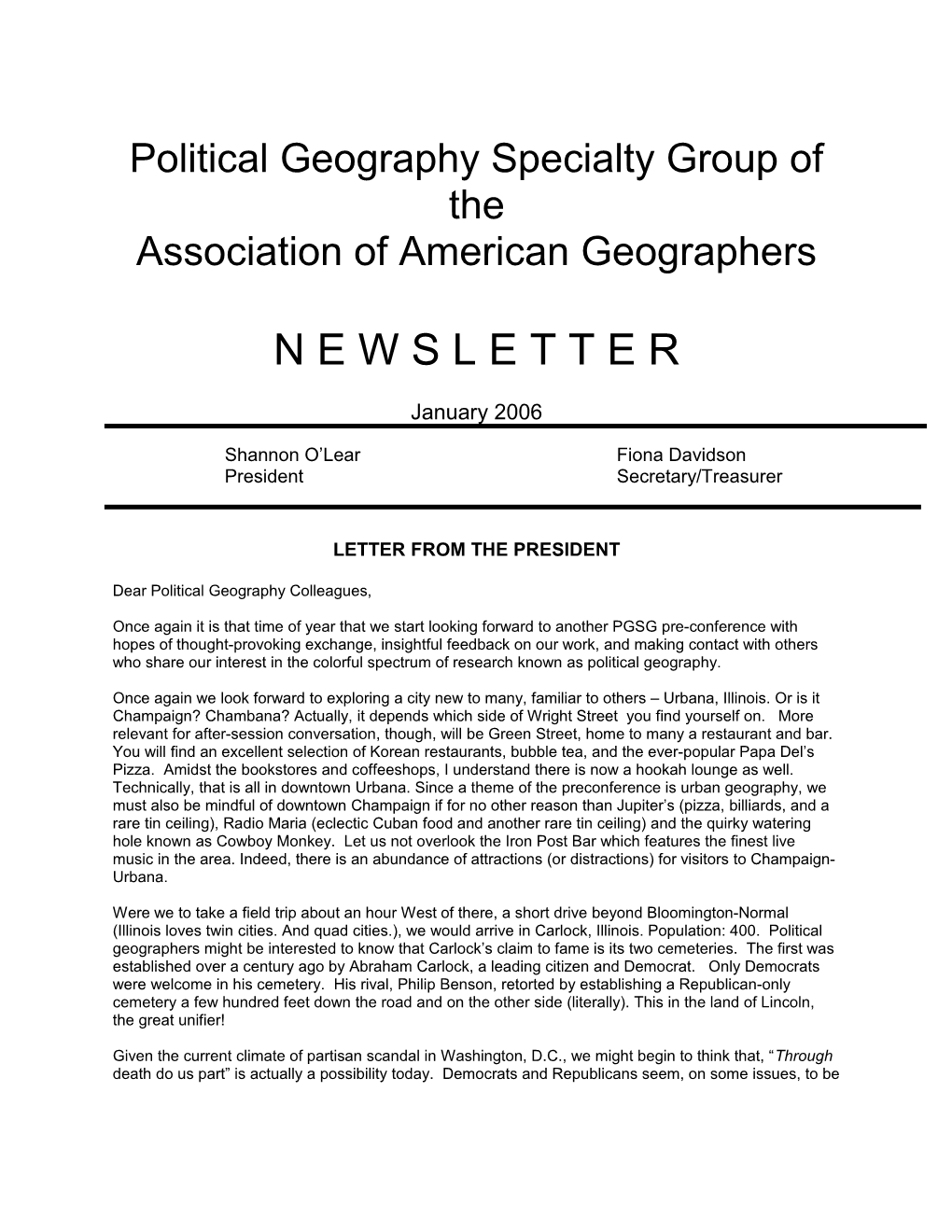 Political Geography Specialty Group of The