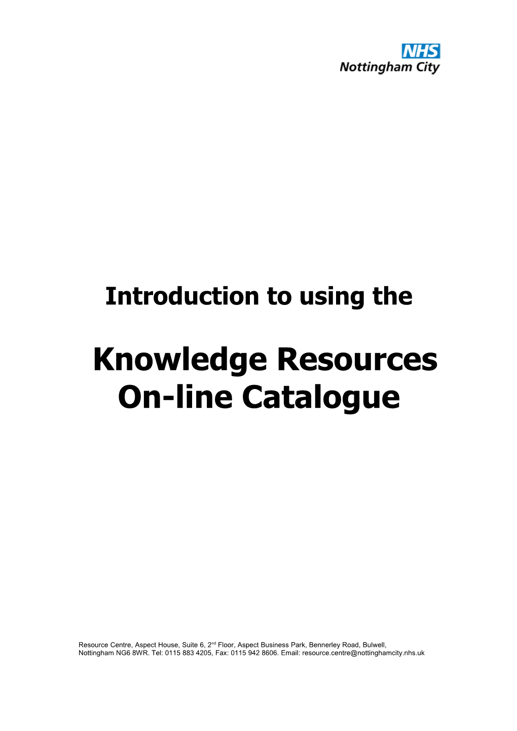The Knowledge Resources On-Line Catalogue