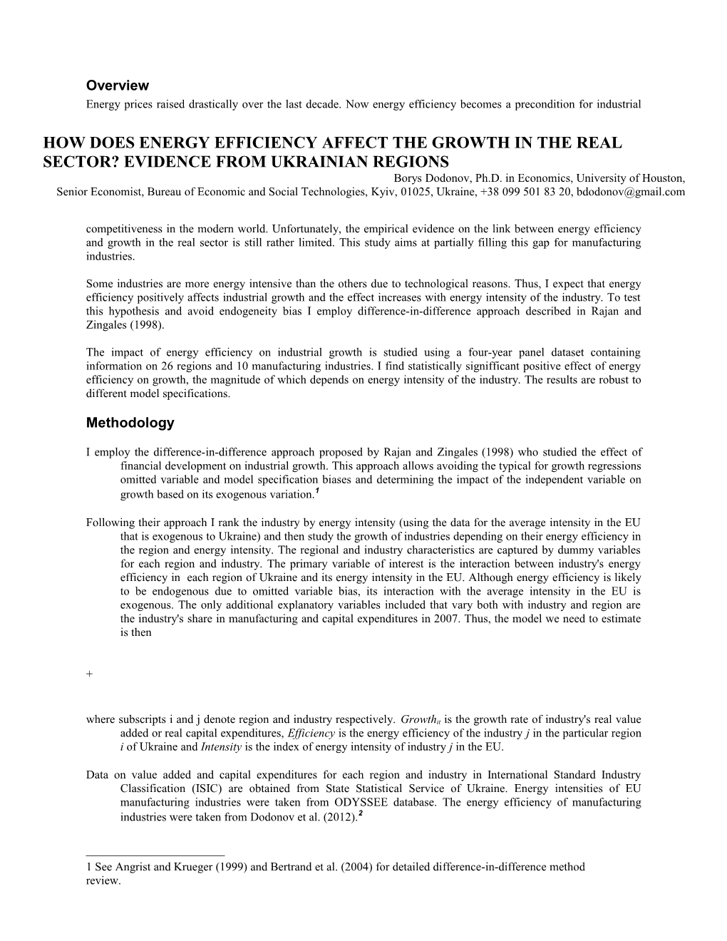 How Does Energy Efficiency Affect the Growth in the Real Sector? Evidence from Ukrainian