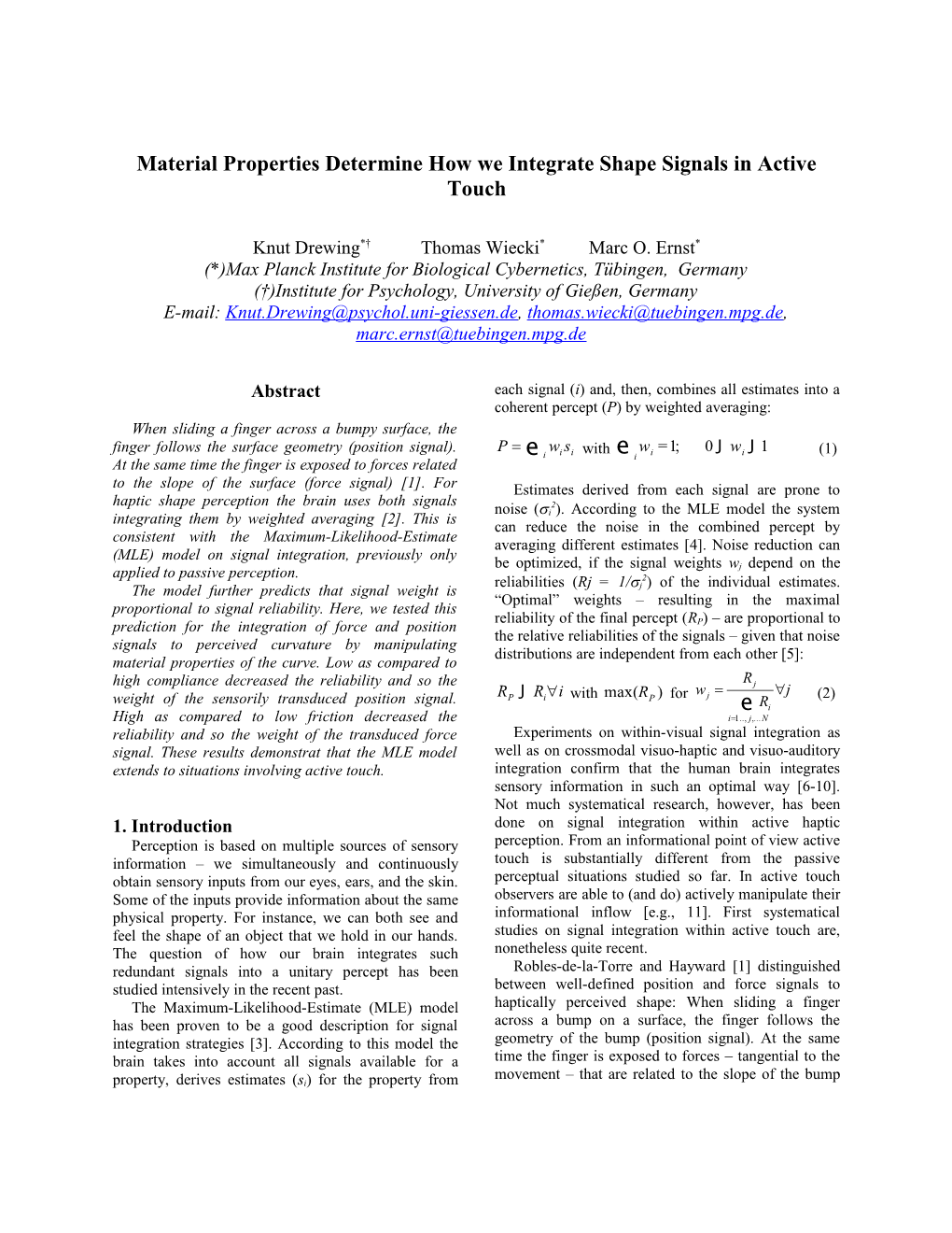 Material Properties Determine How We Integrate Shape Signals in Active Touch