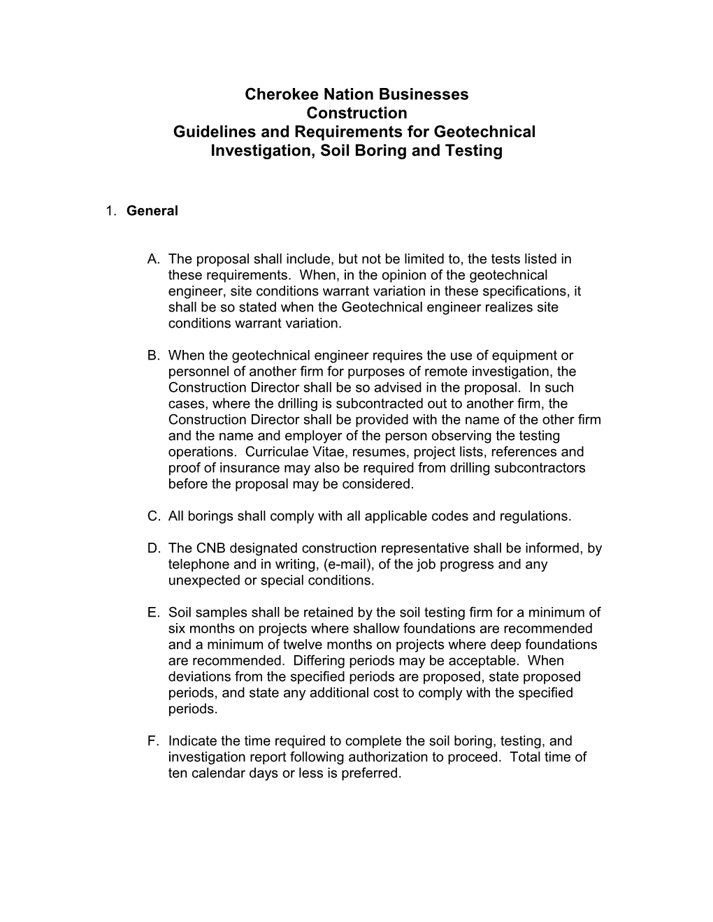 Guidelines and Requirements for Geotechnical