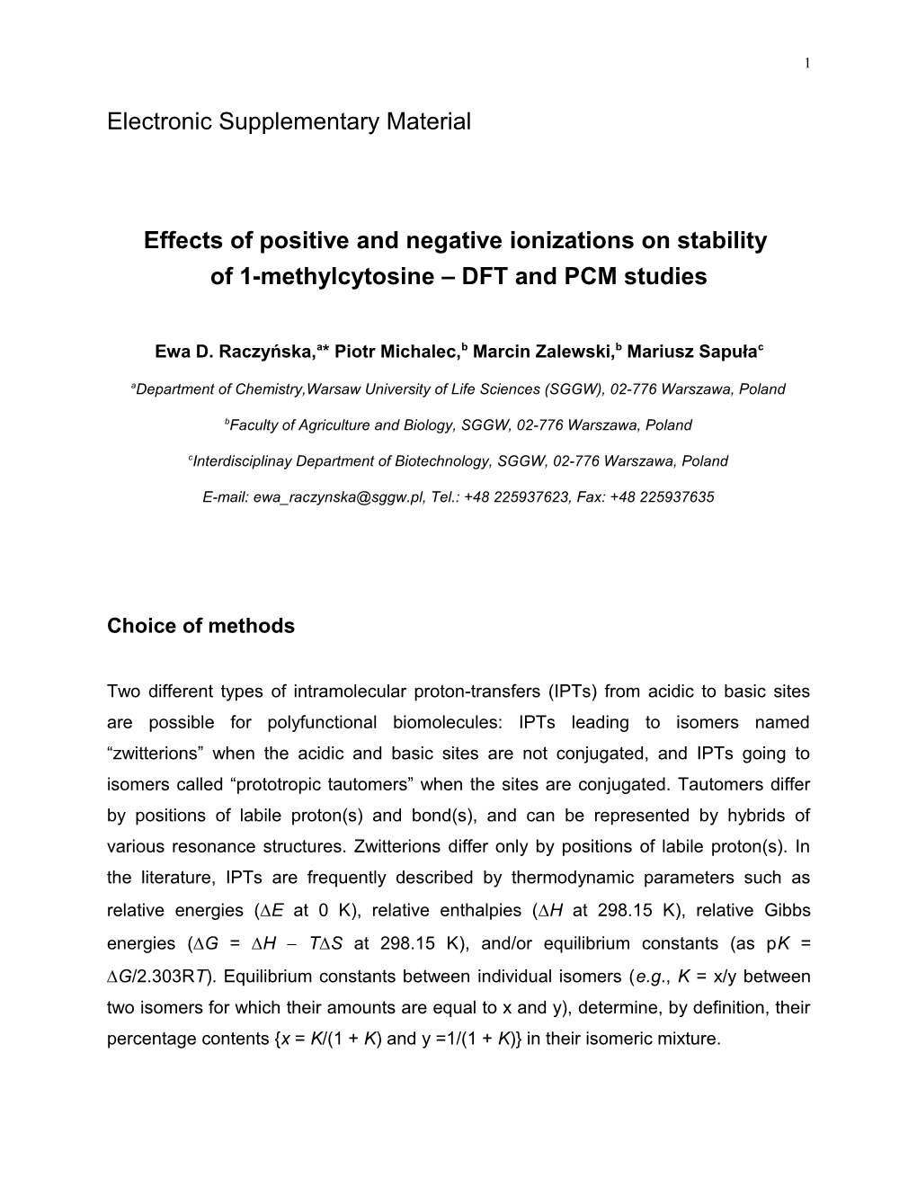 Effects of Positive and Negative Ionizations on Stability of 1-Methylcytosine DFT And