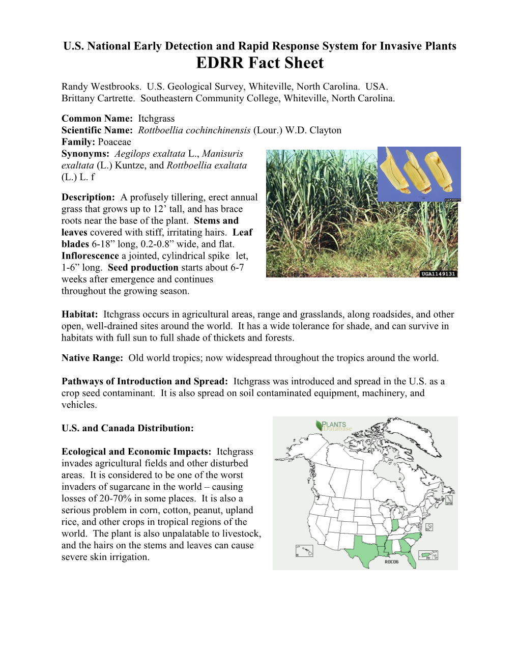 U.S. National Early Detection and Rapid Response System for Invasive Plants EDRR Fact Sheet s1