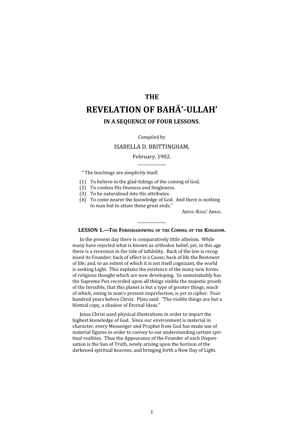 Revelation of Bahä -Ullah