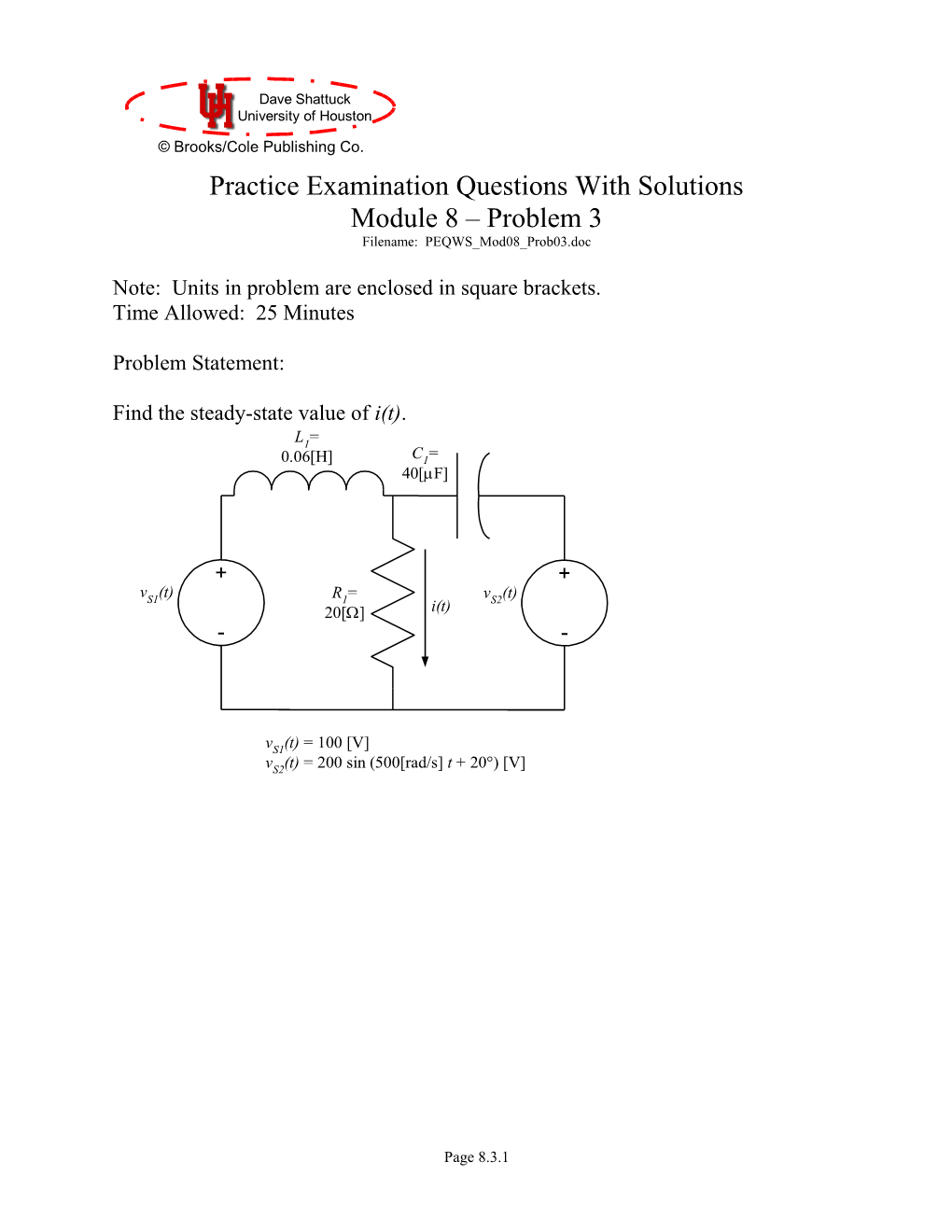 Practice Examination Module 8 Problem 3