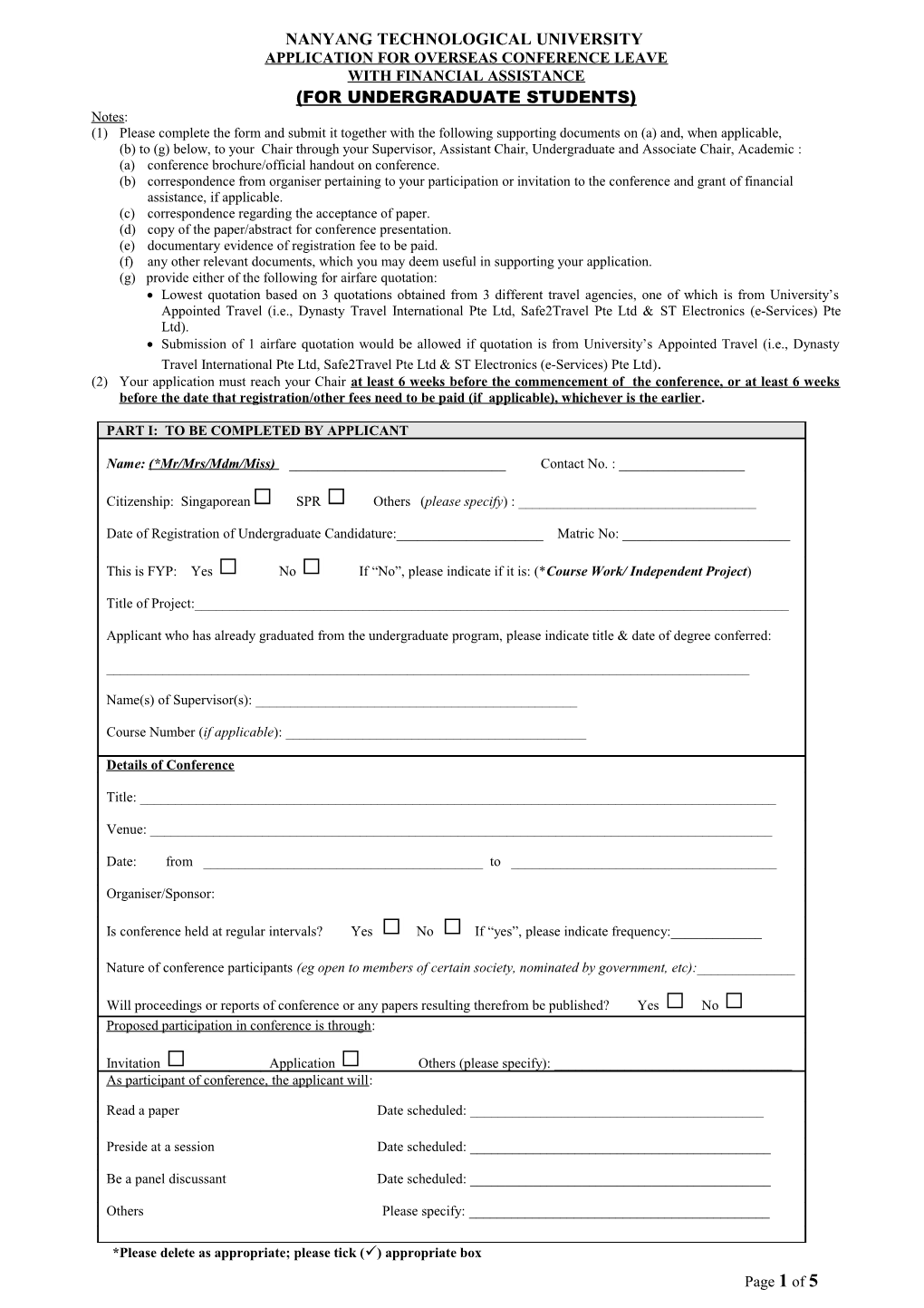 Conference Leave Form with Financial Support for Undergraduate 22Sep2015