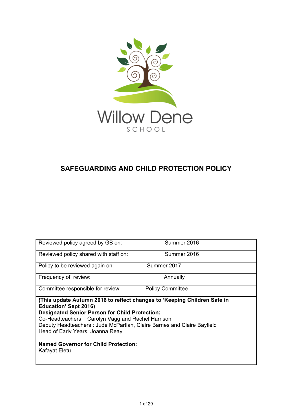 Child Protection Model Policy