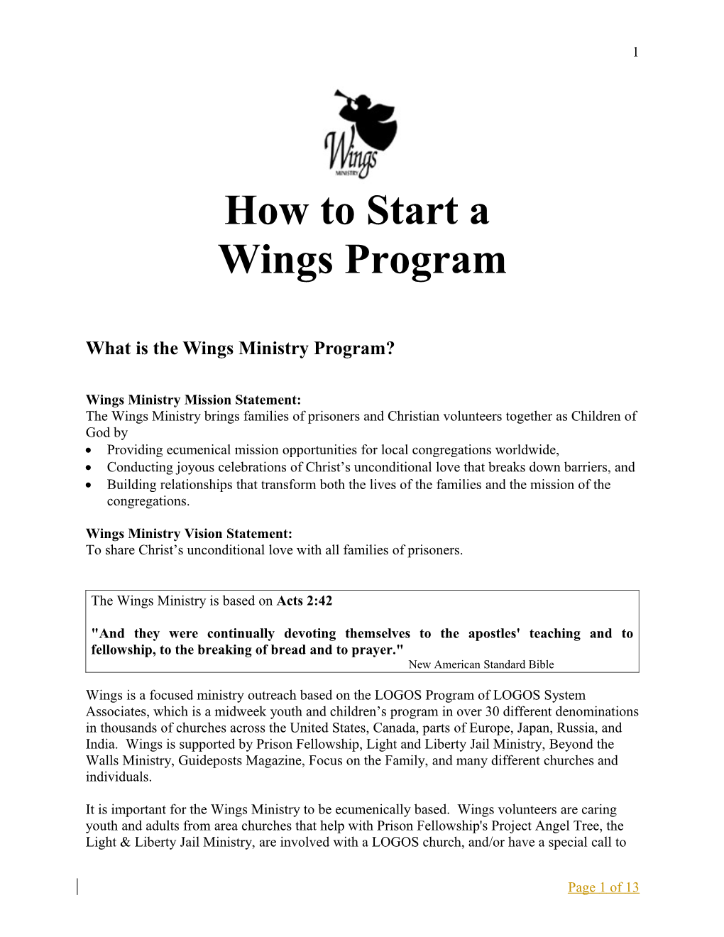 What Is the Wings Ministry Program