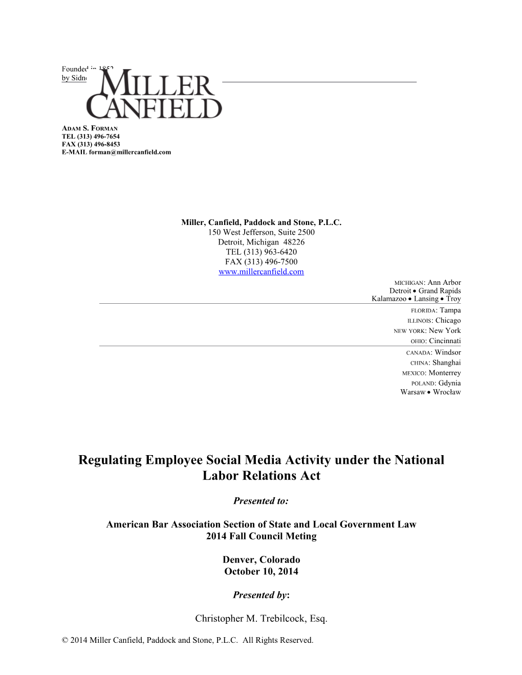 Regulating Employee Social Media Activity Under the National Labor Relations Act