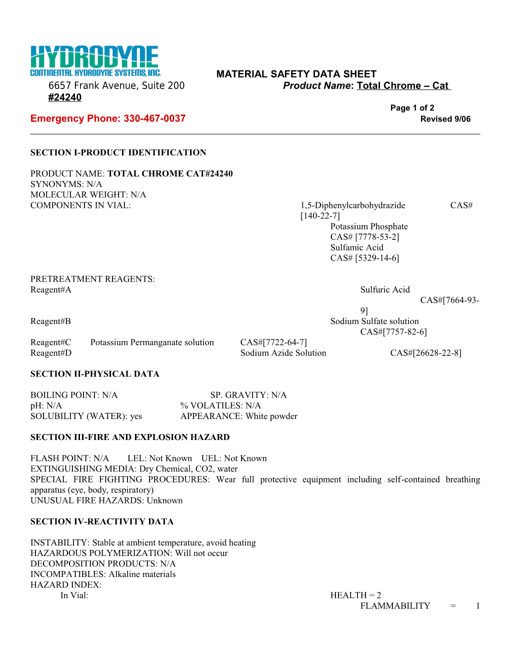 Material Safety Data Sheet s84