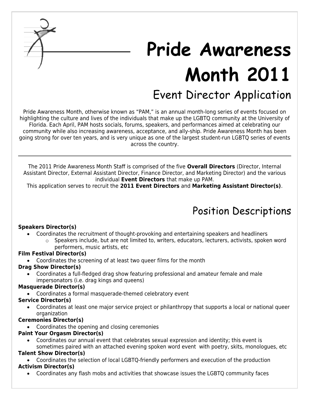 2009 Pride Awareness Month Director Applications