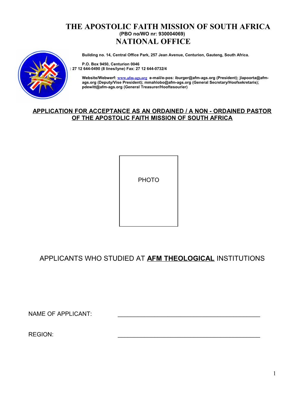 Afm of Sa Accreditation