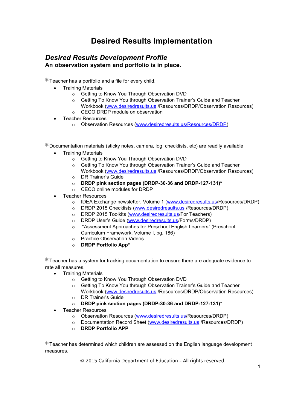 Desired Results Development Profile