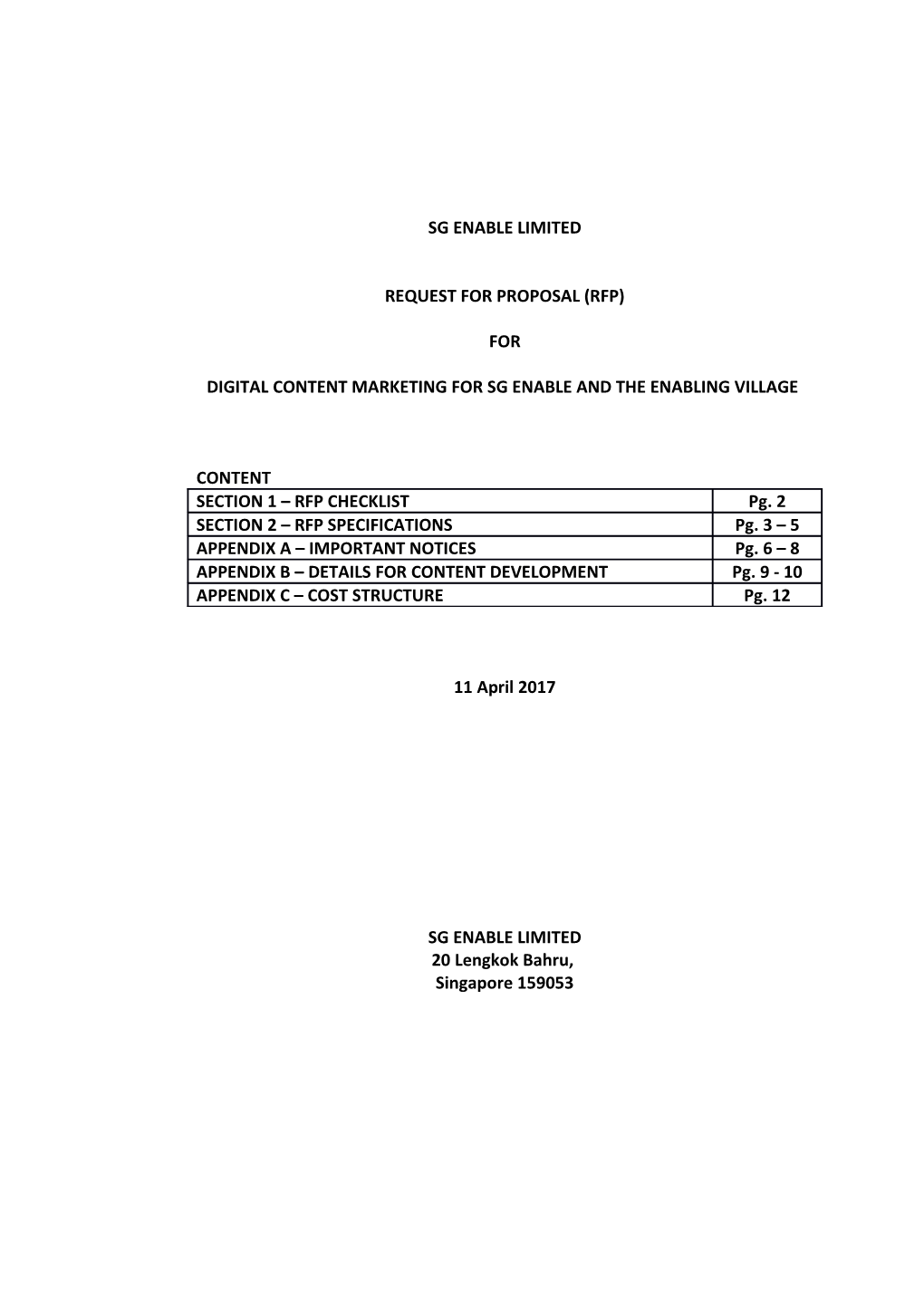 Request for Proposal (Rfp) s11