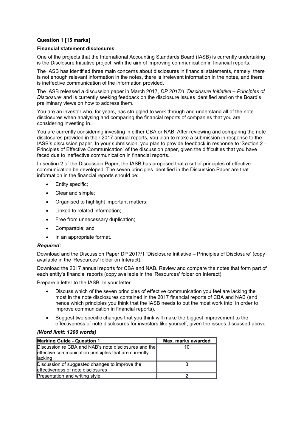 Financial Statement Disclosures