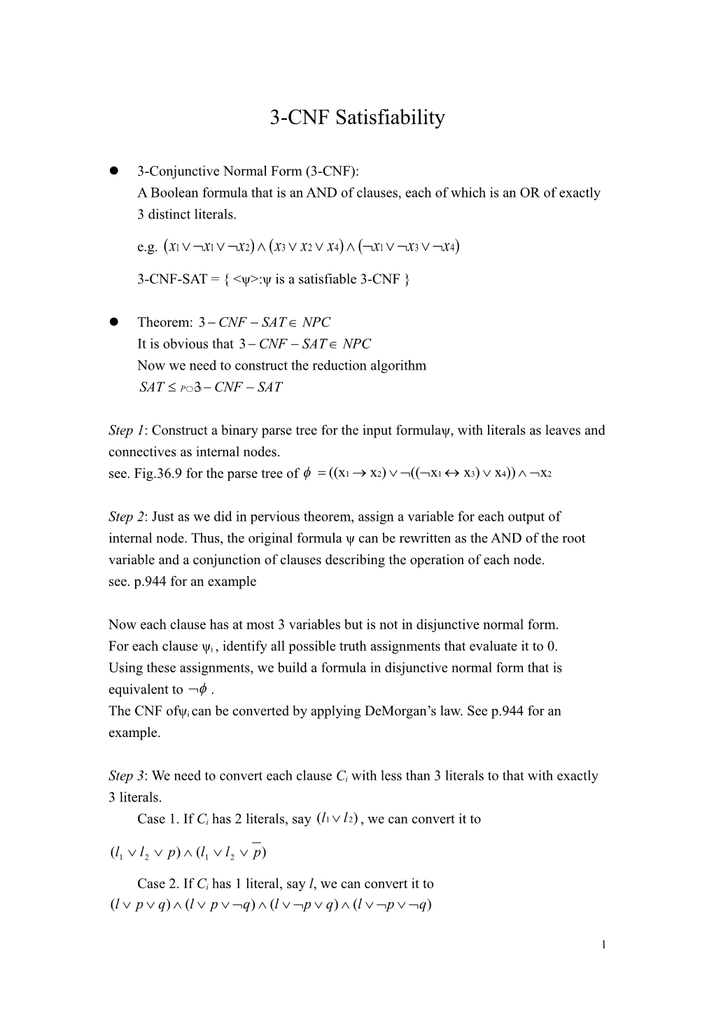 3-Conjunctive Normal Form (3-CNF)