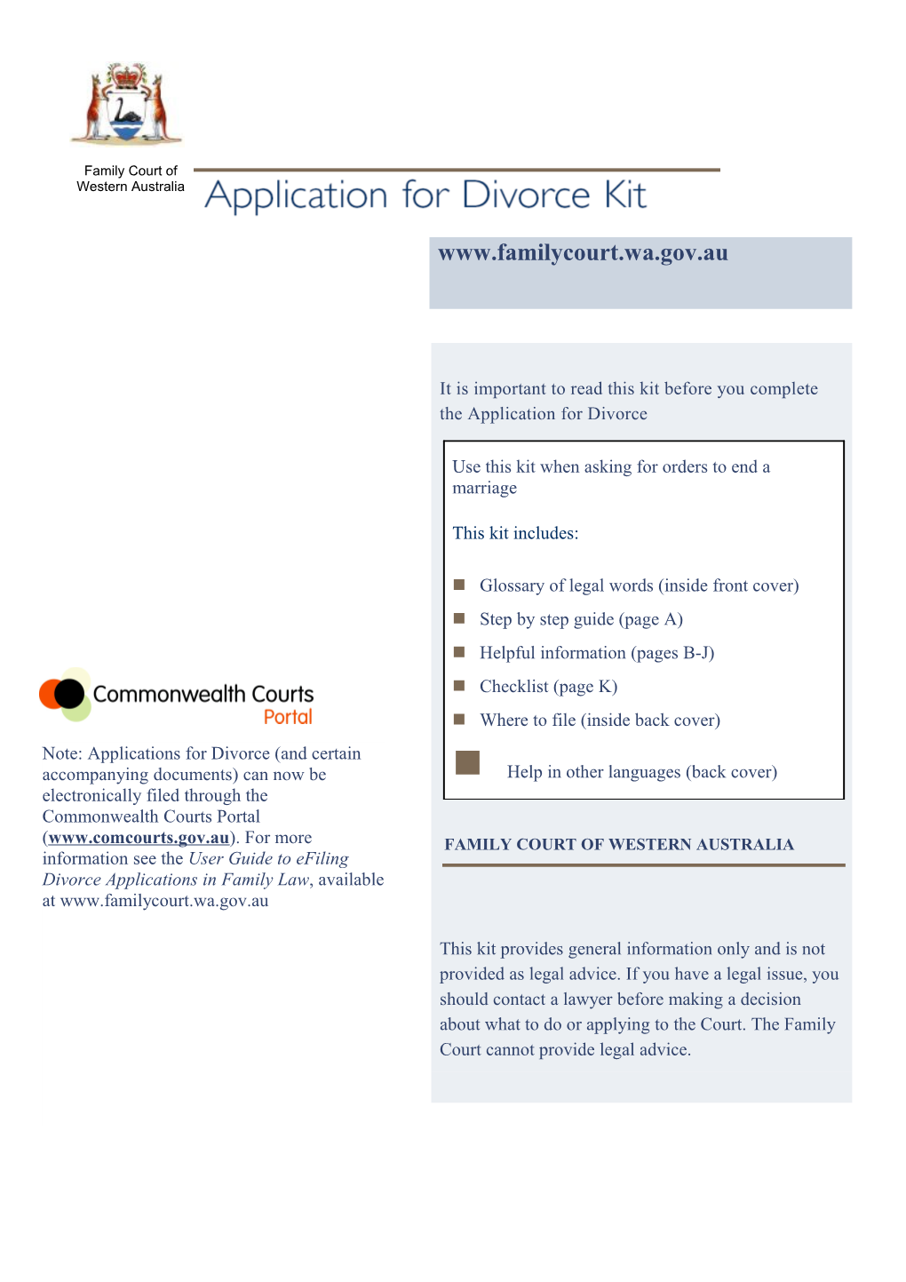 Application for Divorce Kit