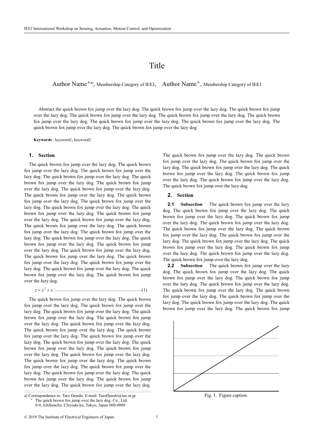 Author Name A), Membership Category of IEEJ, Author Name , Membership Category of IEEJ