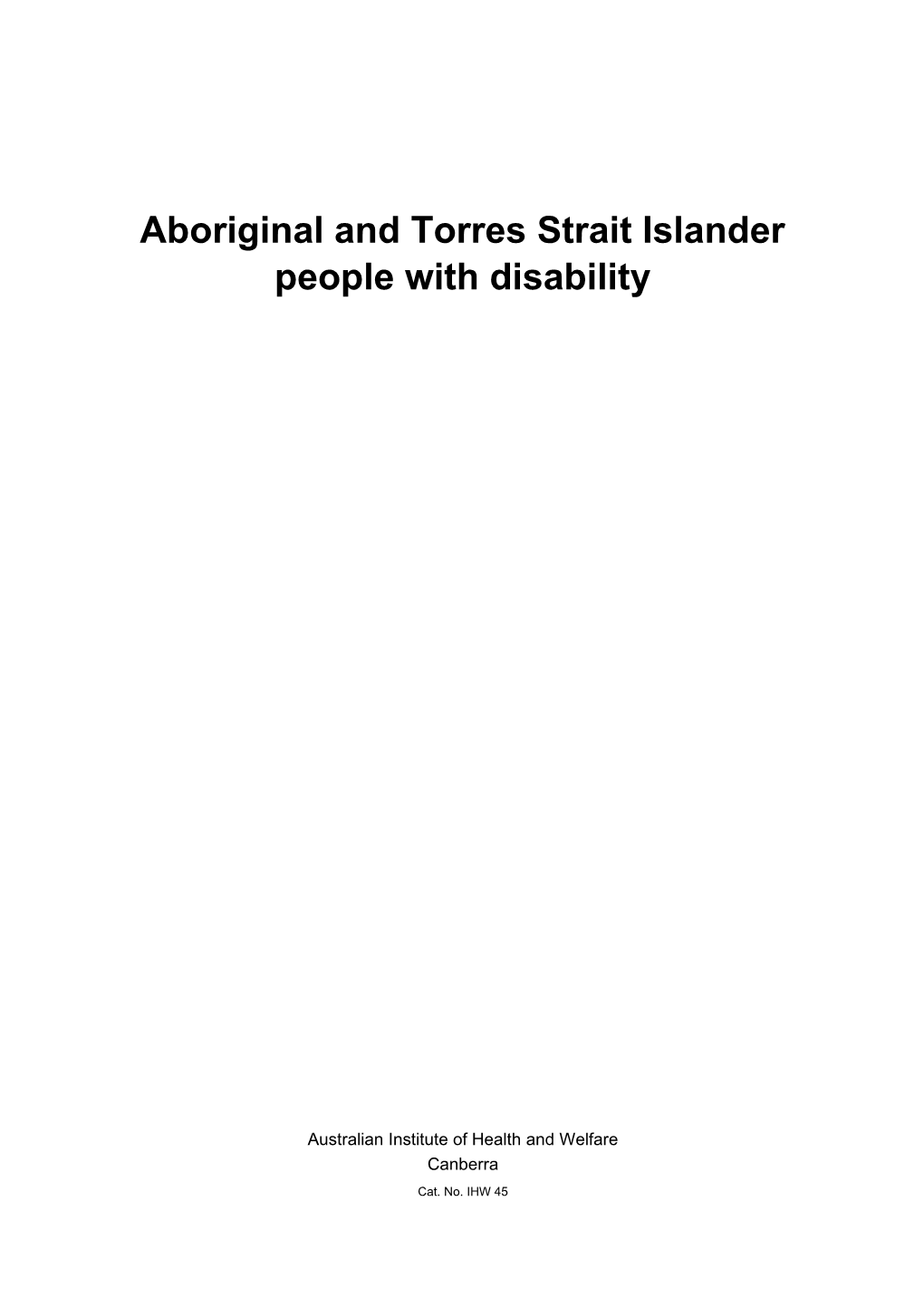 Aboriginal and Torres Strait Islander People with Disability