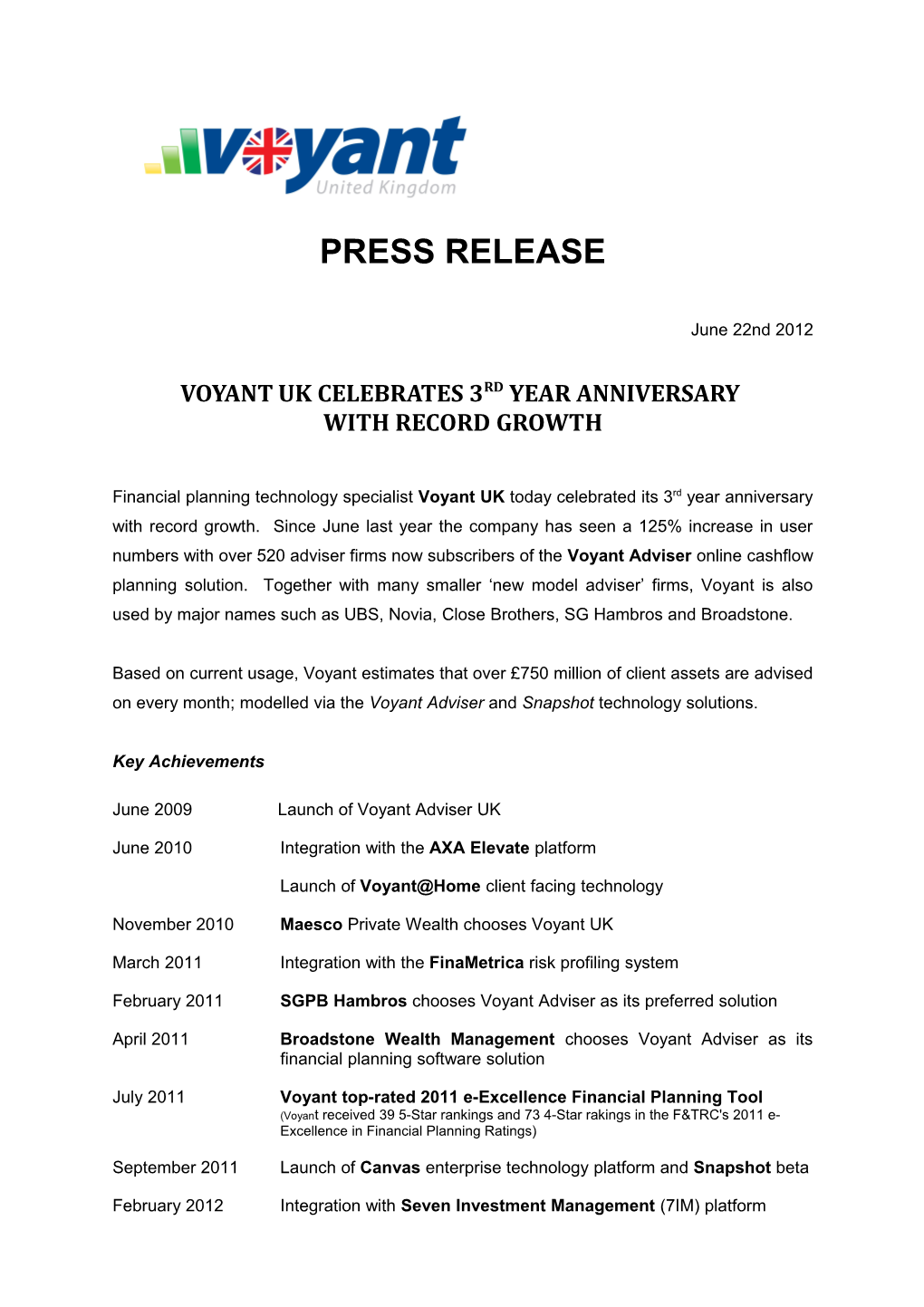 Voyant Uk Celebrates 3Rd Year Anniversary