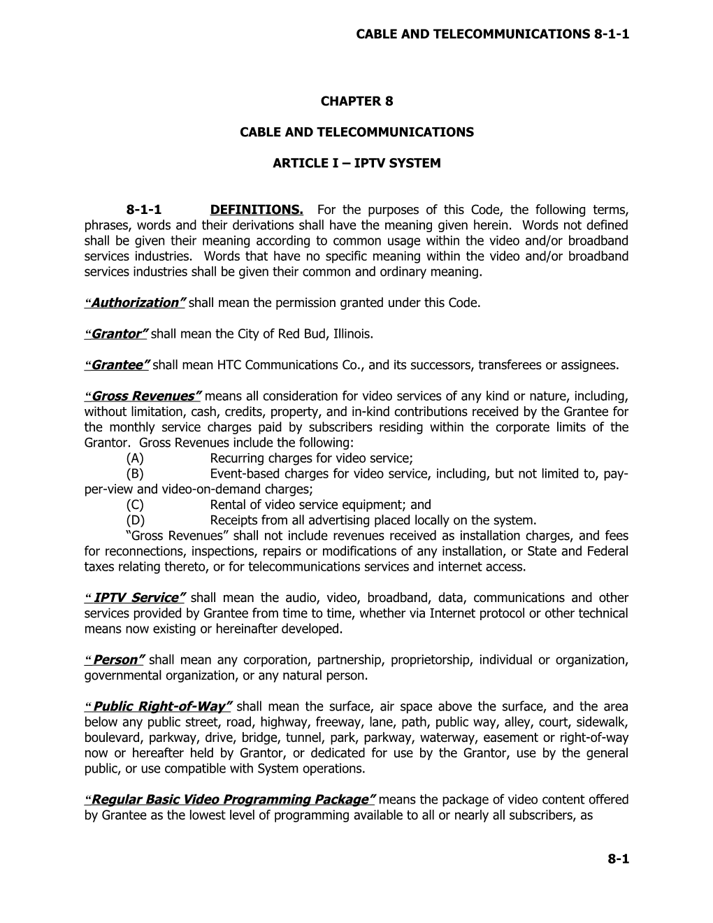 Cable and Telecommunications 8-1-1