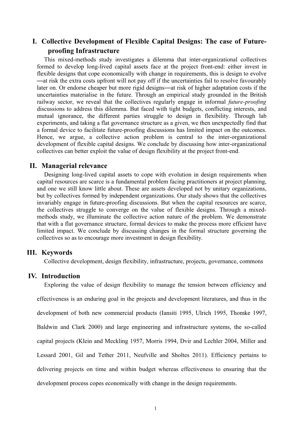 Collective Development of Flexible Capital Designs: the Case of Future-Proofing Infrastructure