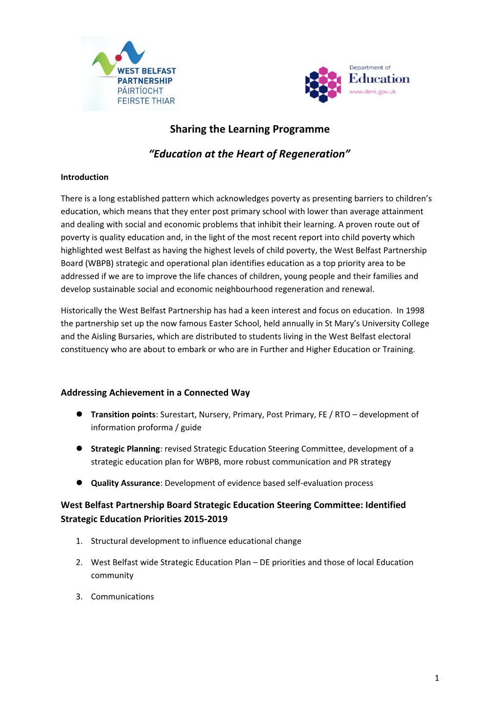 Sharing the Learning Programme