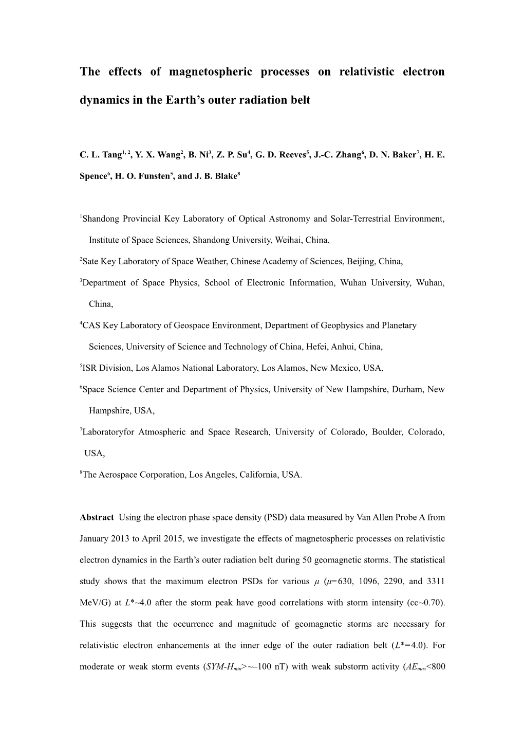 The Effects of Magnetospheric Processes on Relativistic Electron Dynamics in the Earth