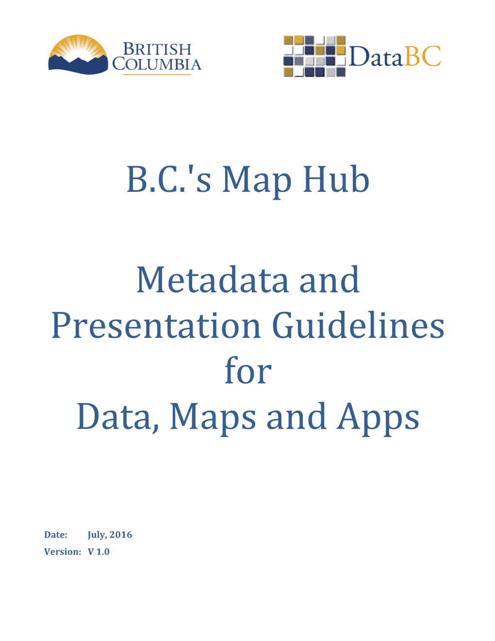 Metadata and Presentation Guidelines For