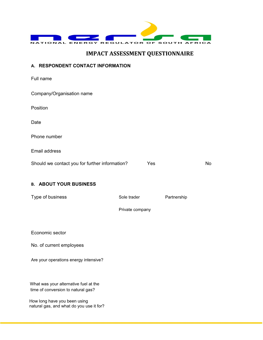 Impact Assessment Questionnaire