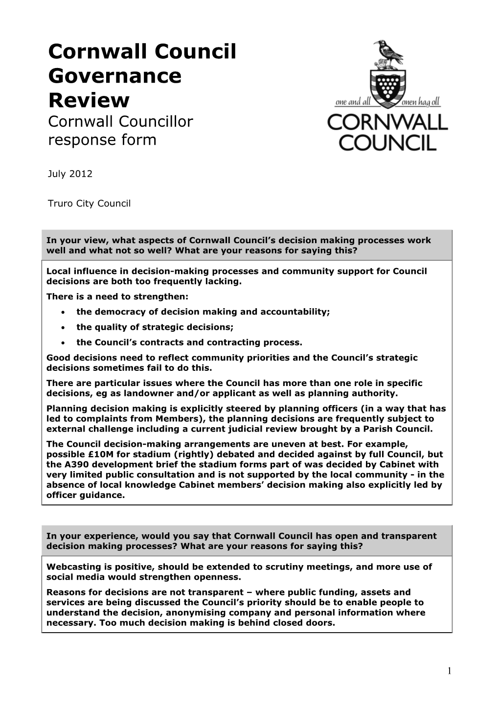 Briefing Note for Cornwall S Mps