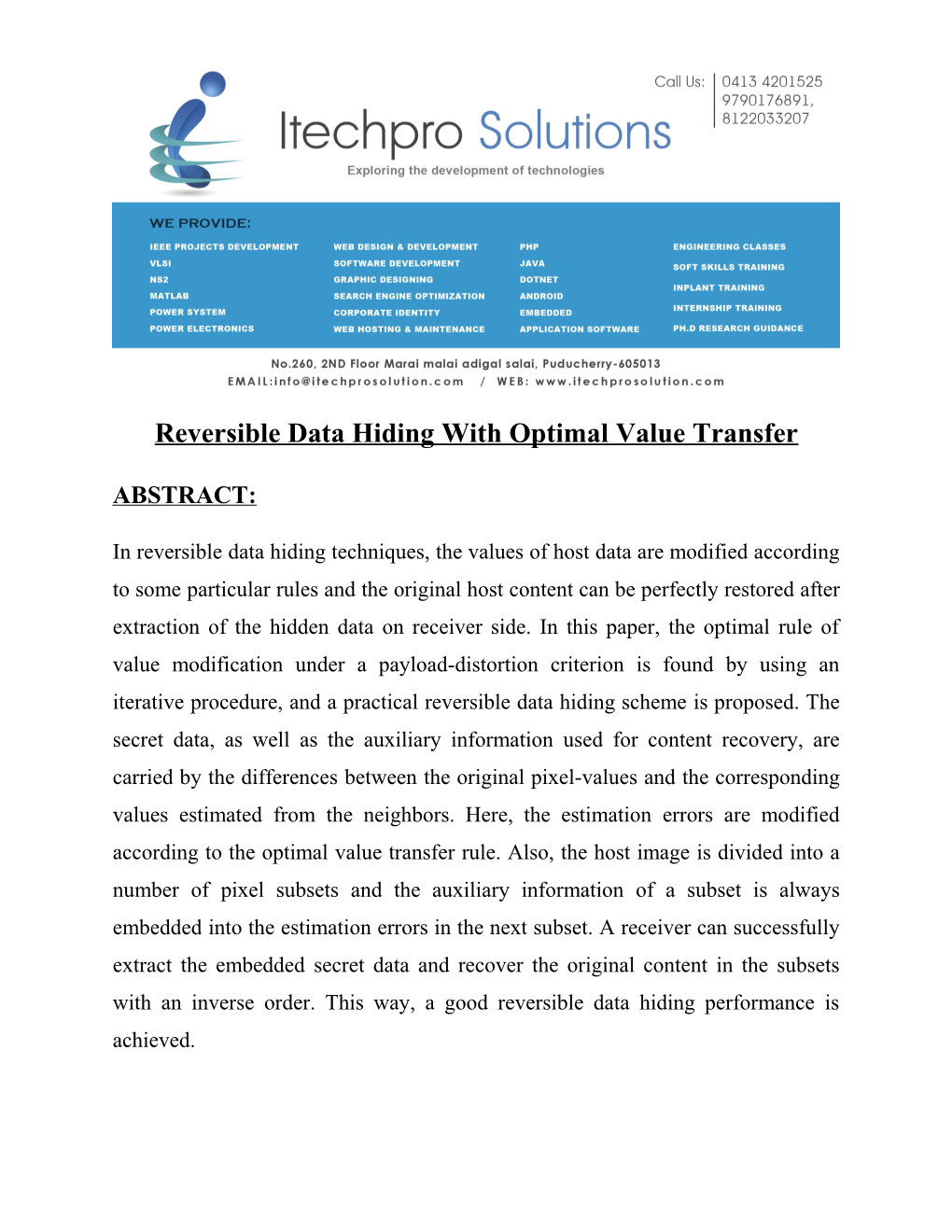 Reversible Data Hiding with Optimal Value Transfer