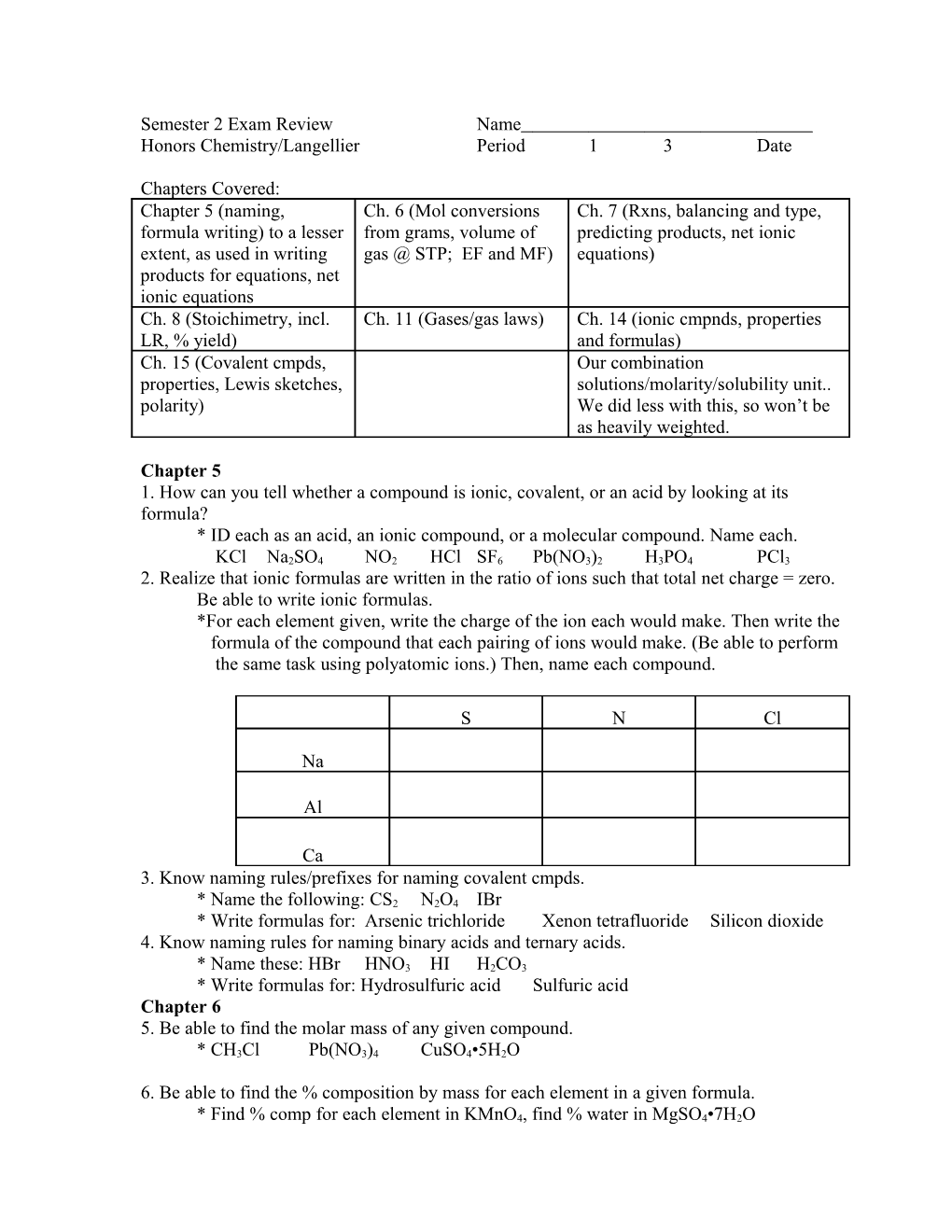 Semester 2 Exam Review