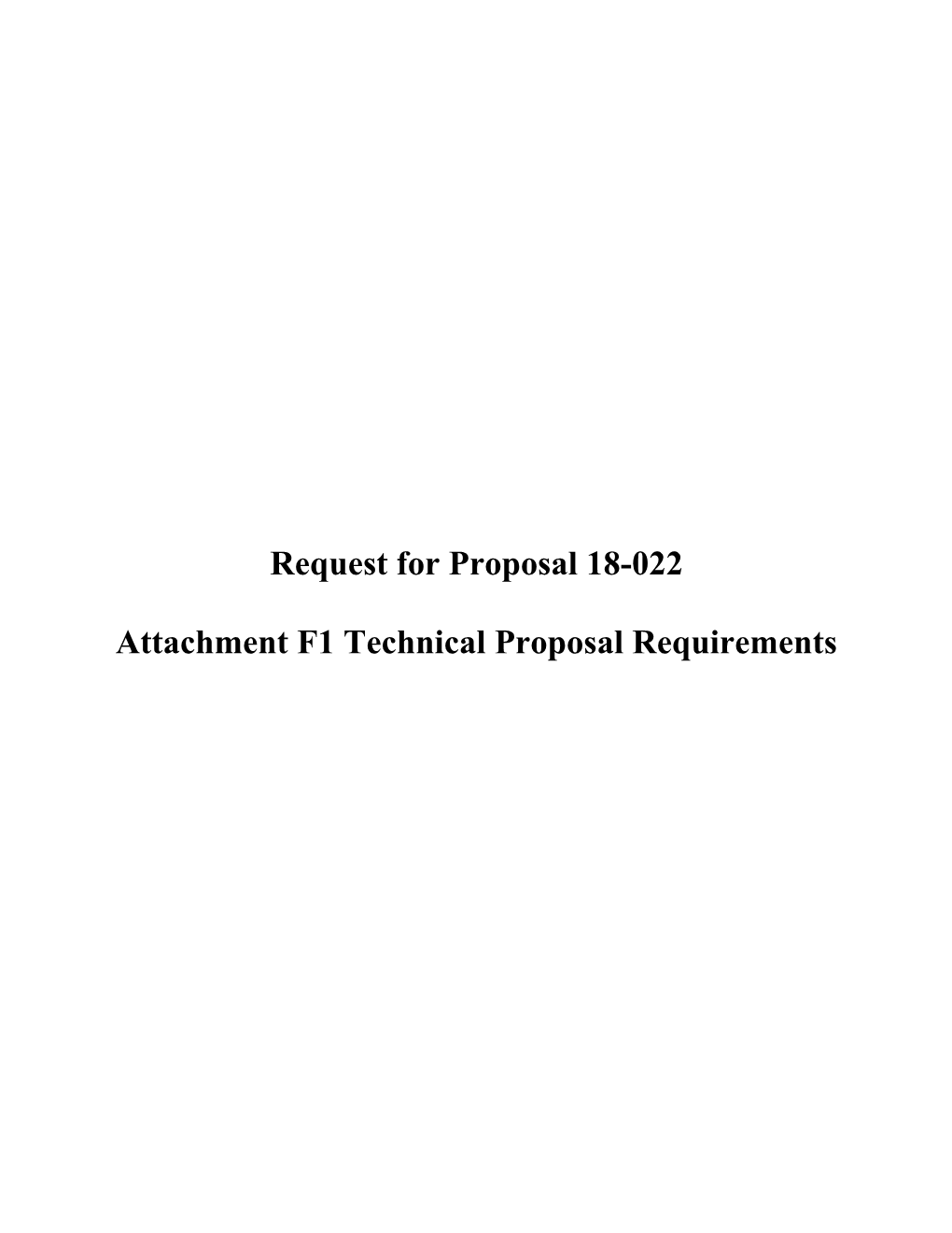 Attachment F1 Technical Proposal Requirements