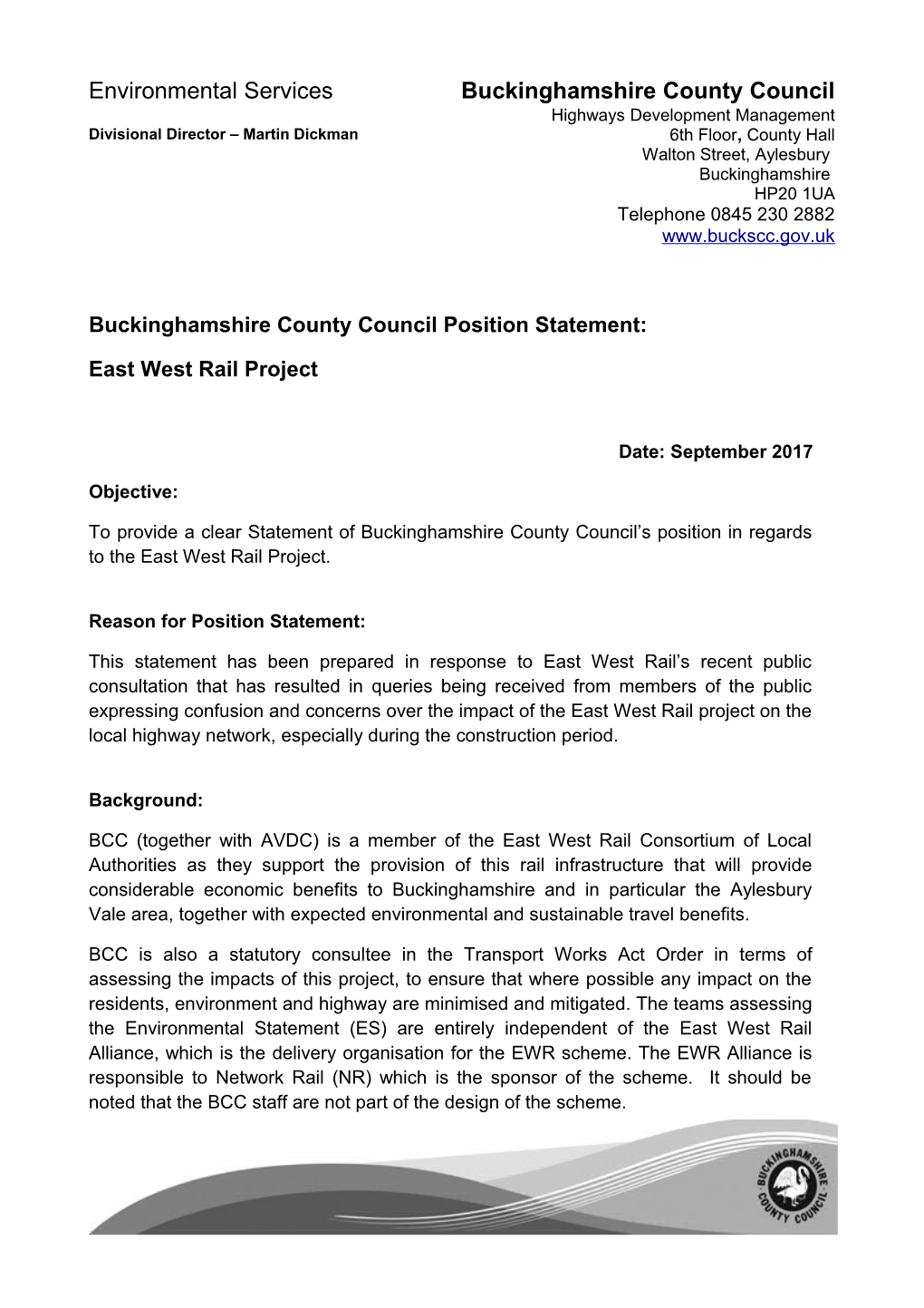 Buckinghamshire County Council Position Statement