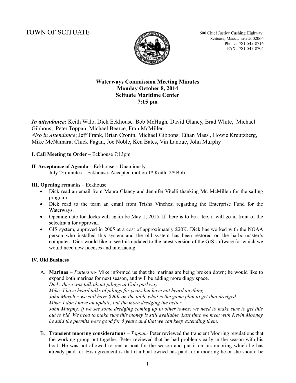 Waterways Commission Meeting Minutes