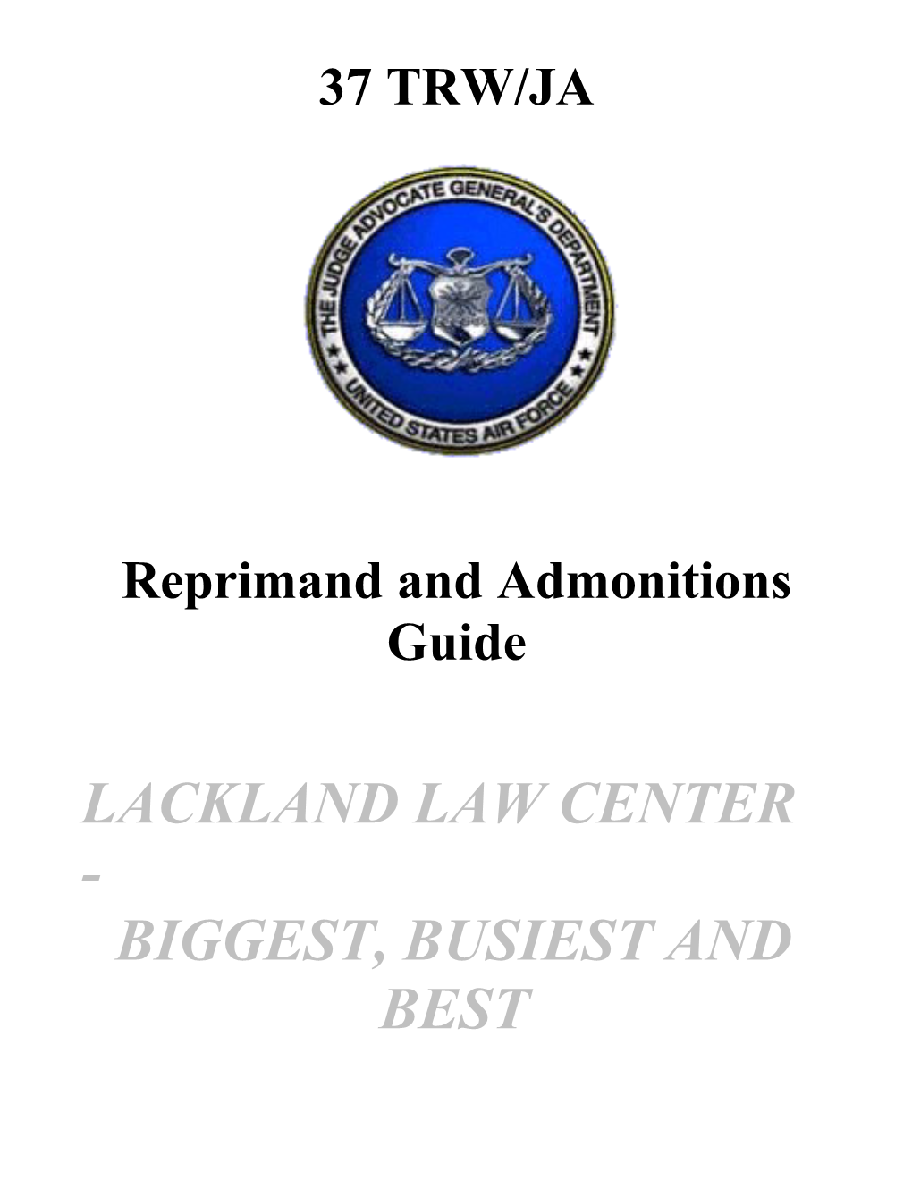 Reprimand and Admonitions Guide