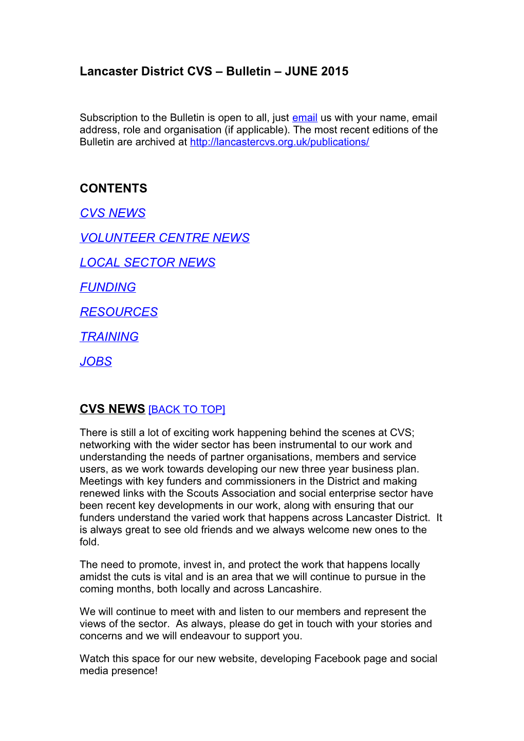 Lancaster District CVS Bulletin 2013