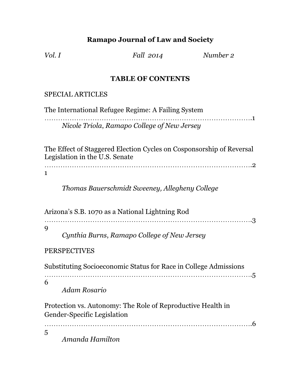 Ramapo Journal of Law and Society