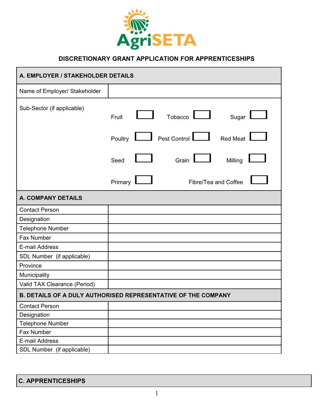 Discretionary Grant Application for Apprenticeships