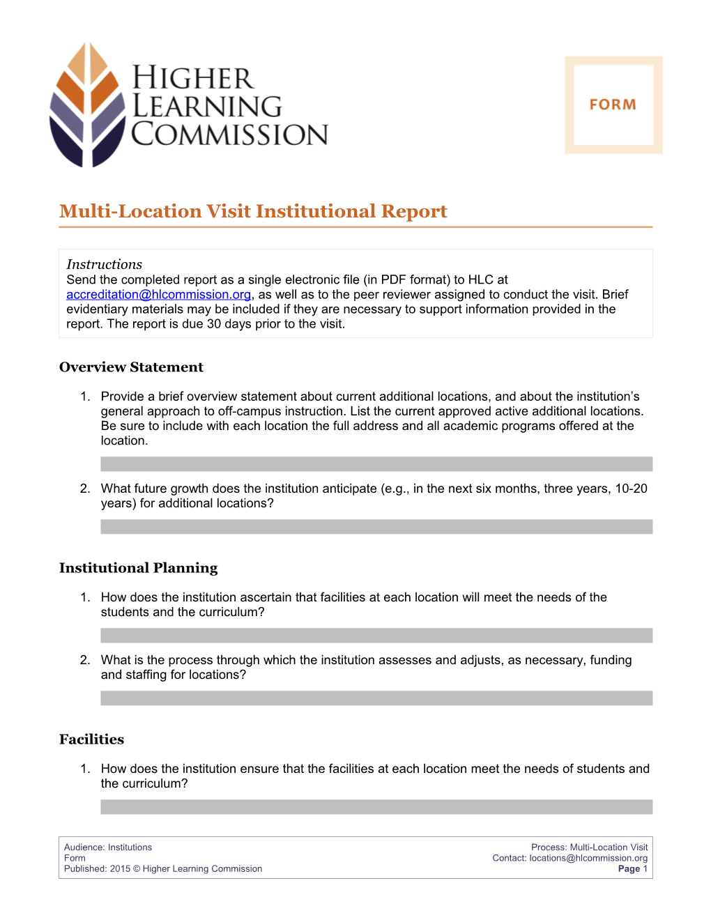 Multi-Location Visit Institutional Report