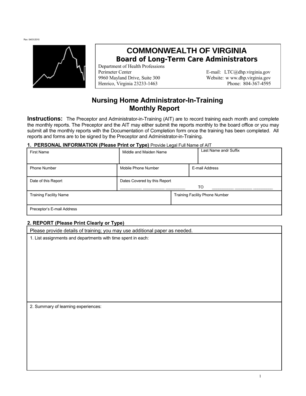 Monthly Report for AIT