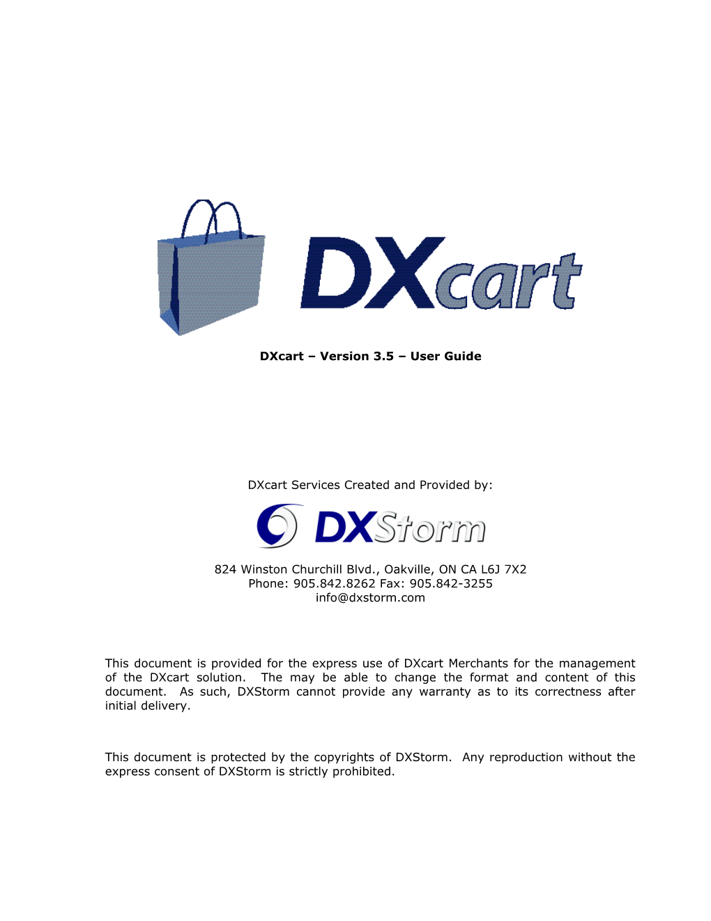 Dxcart Version 3.5 User Guide